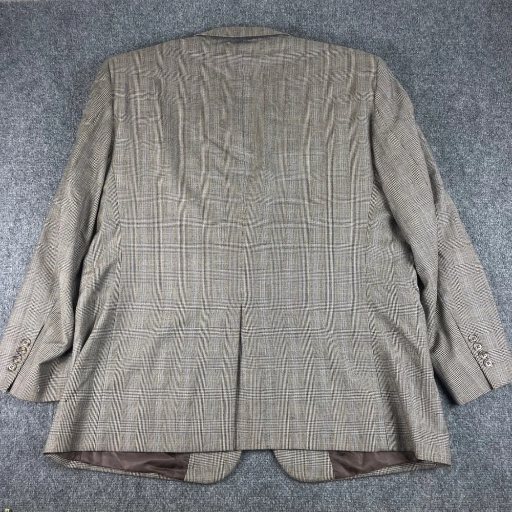 Jos. A.‎ Bank Blazer 48RG Brown Plaid Signature Collection 100% Wool Flaw Men's